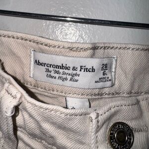 Abercrombie & Fitch Cream Ultra High Rise Pants